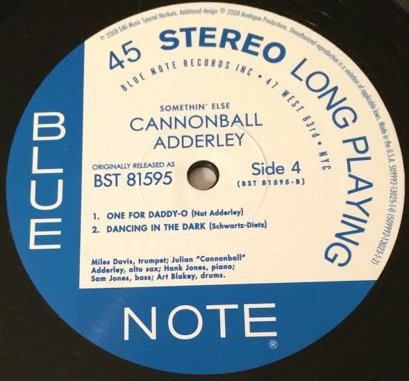 Cannonball Adderley - Somethin' Else (2xVinyl, 12", 45 RPM, Album, Limited Edition, Numbered, Reissue, Remastered, Stereo) Very Good Plus (VG+) / Near Mint (NM or M-)