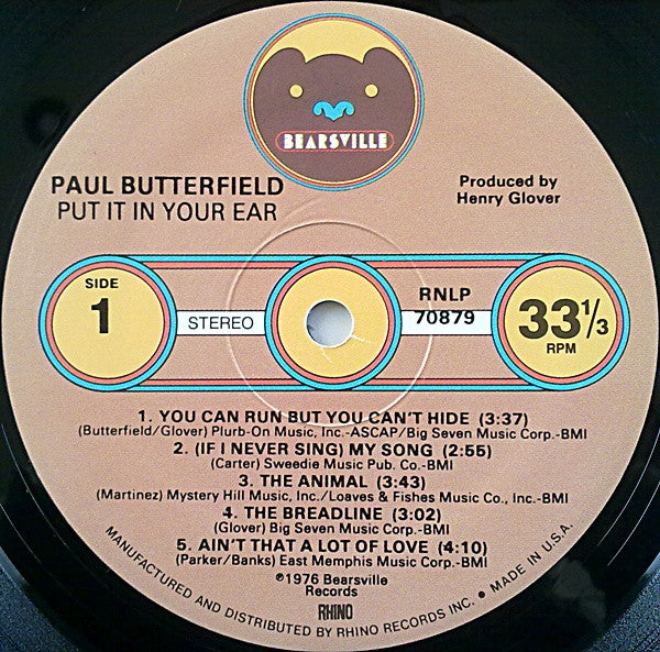 Paul Butterfield - Put It In Your Ear (Vinyl, LP, Album, Reissue) Very Good (VG) / Very Good Plus (VG+)