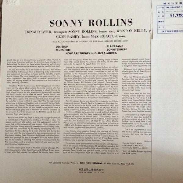 Sonny Rollins - Sonny Rollins (Vinyl, LP, Album, Mono) Near Mint (NM or M-) / Near Mint (NM or M-)