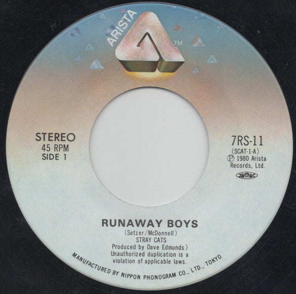 Stray Cats - Runaway Boys (Vinyl, 7", 45 RPM, Single, Stereo) Very Good Plus (VG+) / Very Good (VG)