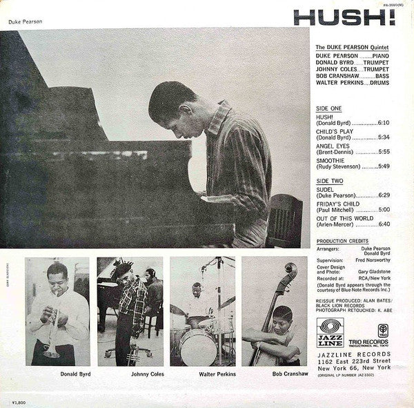 The Duke Pearson Quintet - Hush! (Vinyl, LP, Album, Reissue, Mono) Near Mint (NM or M-) / Very Good (VG)