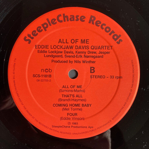 Eddie Lockjaw Davis Quartet - All Of Me (Vinyl, LP, Album) Very Good Plus (VG+) / Very Good (VG)