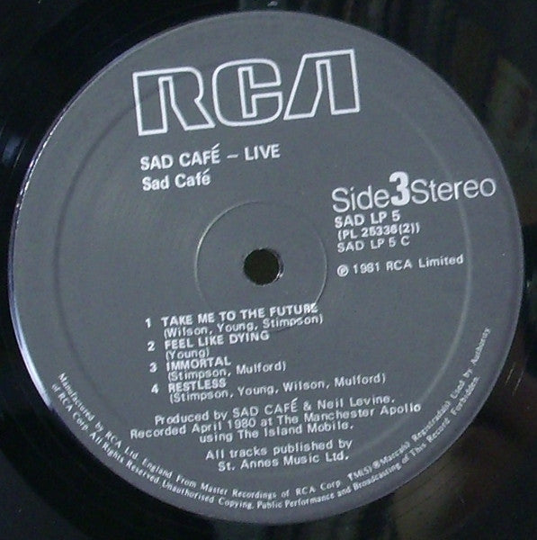 Sad Café - Live In Concert (2xVinyl, LP, Album) Good Plus (G+) / Good Plus (G+)