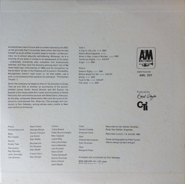 Wes Montgomery - A Day In The Life (Vinyl, LP, Album, Repress)