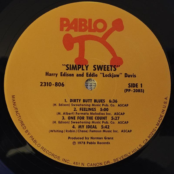 Harry Edison - Simply Sweets (Vinyl, LP, Album, Stereo) Very Good Plus (VG+) / Very Good (VG)