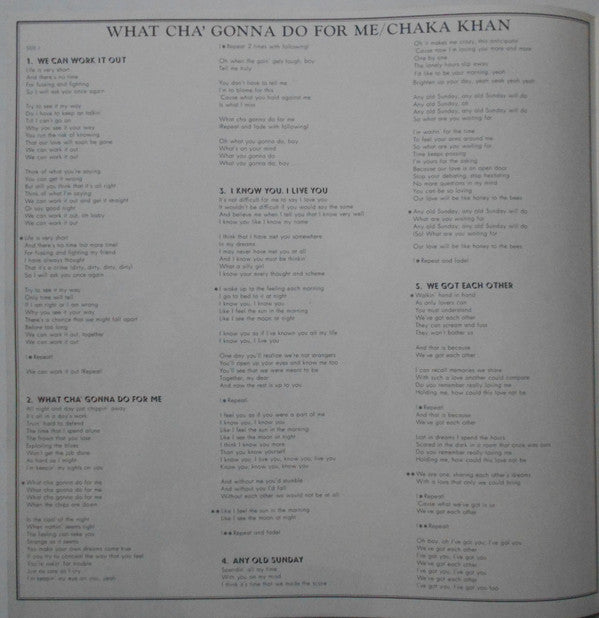 Chaka Khan - What Cha' Gonna Do For Me (Vinyl, LP, Album) Very Good (VG) / Very Good (VG)