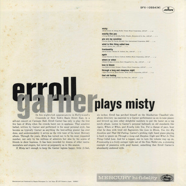 Erroll Garner - Erroll Garner Plays Misty (Vinyl, LP, Album, Repres...