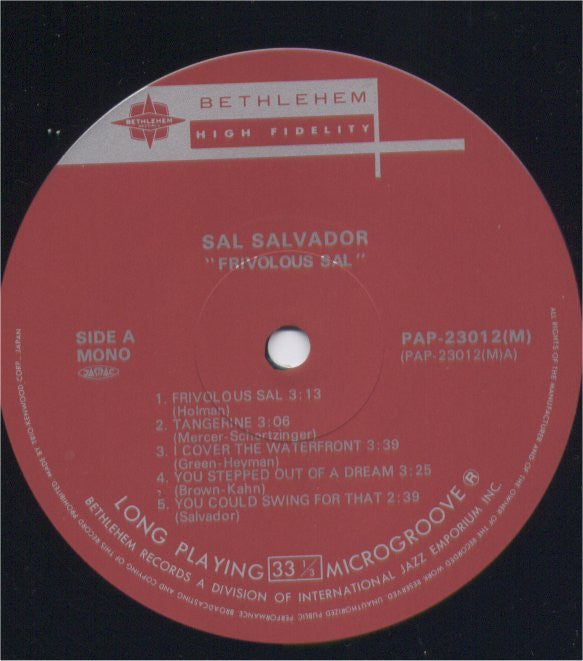Sal Salvador - Frivolous Sal (Vinyl, LP, Mono, Reissue) Very Good Plus (VG+) / Very Good Plus (VG+)