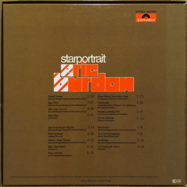 Eric Burdon - Starportrait (2xVinyl, Box Set, LP, Compilation, Reissue) Very Good Plus (VG+) / Good Plus (G+)