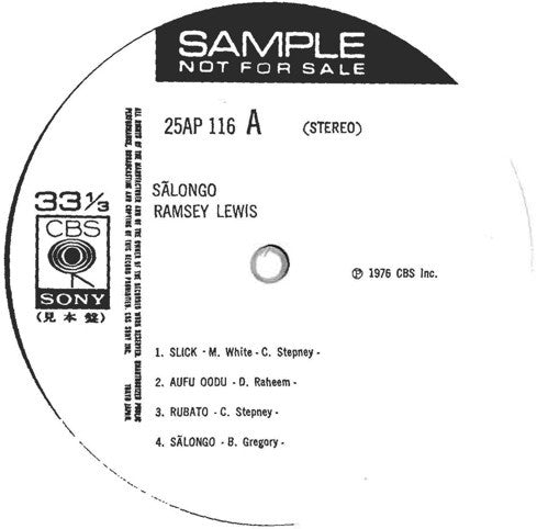 Ramsey Lewis - Sălongo (Vinyl, LP, Album, Promo) Very Good (VG) / Good Plus (G+)