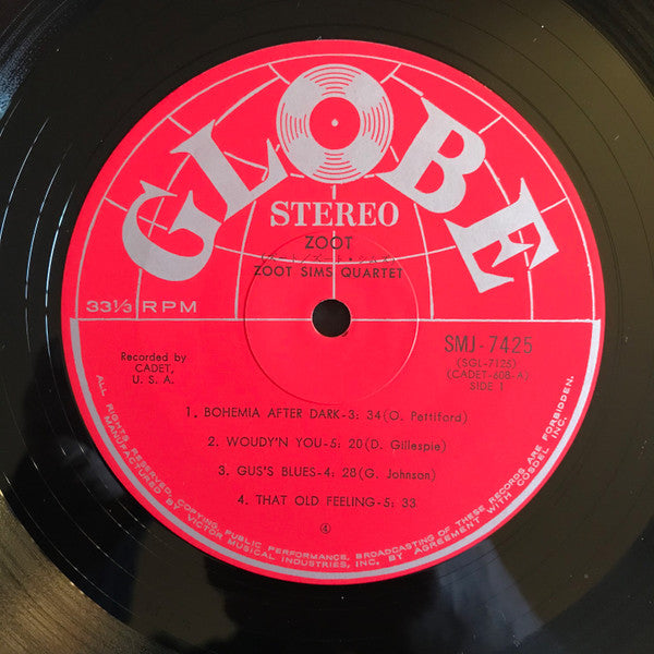 Zoot Sims Quartet - Zoot (Vinyl, LP, Album, Stereo) Very Good (VG) / Good Plus (G+)