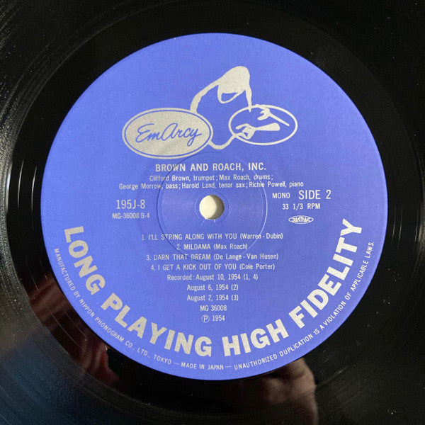 Clifford Brown And Max Roach - Brown And Roach Incorporated (Vinyl, LP, Album, Reissue) Very Good (VG) / Very Good (VG)