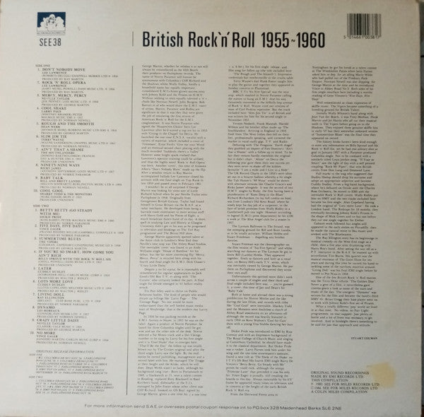 Various - British Rock'n'Roll 1955~1960 (Vinyl, LP, Compilation) Very Good Plus (VG+) / Very Good Plus (VG+)