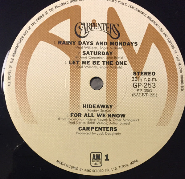 Carpenters - Carpenters (Vinyl, LP, Album, Reissue) Near Mint (NM or M-) / Very Good Plus (VG+)