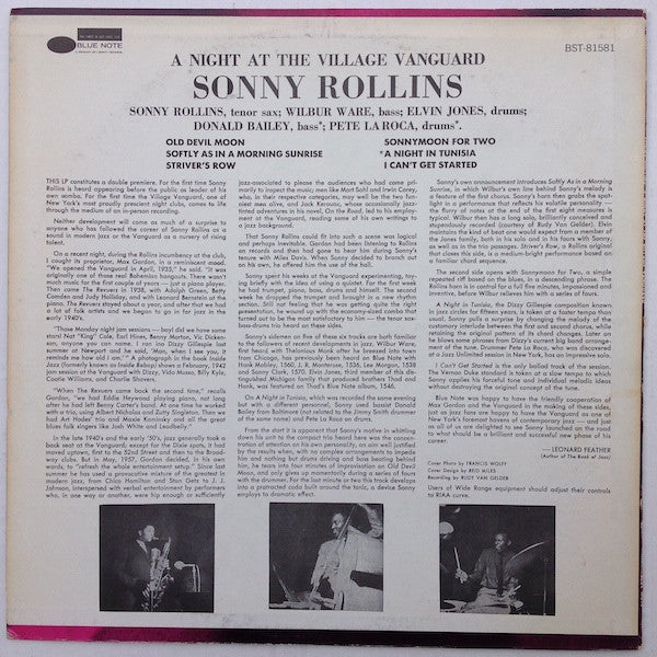 Sonny Rollins - A Night At The "Village Vanguard" (Vinyl, LP, Album, Reissue, Stereo) Very Good Plus (VG+) / Very Good Plus (VG+)