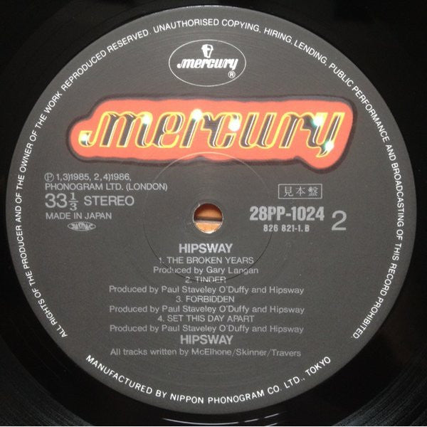Hipsway - Hipsway (Vinyl, LP, Album) Near Mint (NM or M-) / Very Good Plus (VG+)