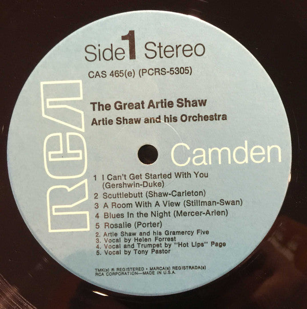 Artie Shaw - The Great Artie Shaw (Vinyl, LP, Compilation, Reissue, Stereo) Very Good (VG) / Very Good (VG)