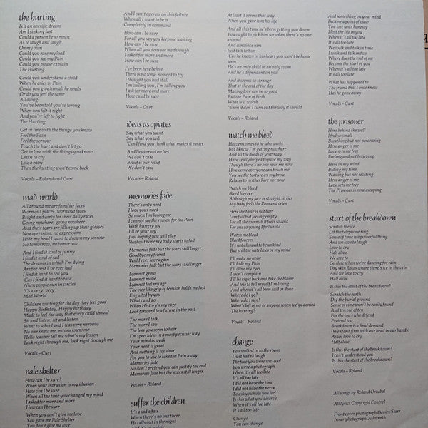 Tears For Fears - The Hurting (Vinyl, LP, Album) Very Good (VG) / Good Plus (G+)