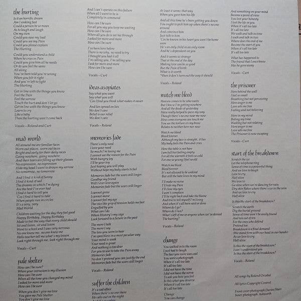 Tears For Fears - The Hurting (Vinyl, LP, Album) Very Good (VG) / Very Good (VG)