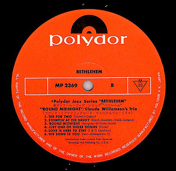 The Claude Williamson Trio - 'Round Midnight (Vinyl, LP, Album, Reissue, Mono) Very Good Plus (VG+) / Very Good Plus (VG+)