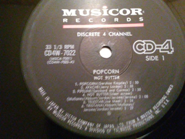Hot Butter - Popcorn (Vinyl, LP, Album, Quadraphonic) Near Mint (NM or M-) / Very Good (VG)