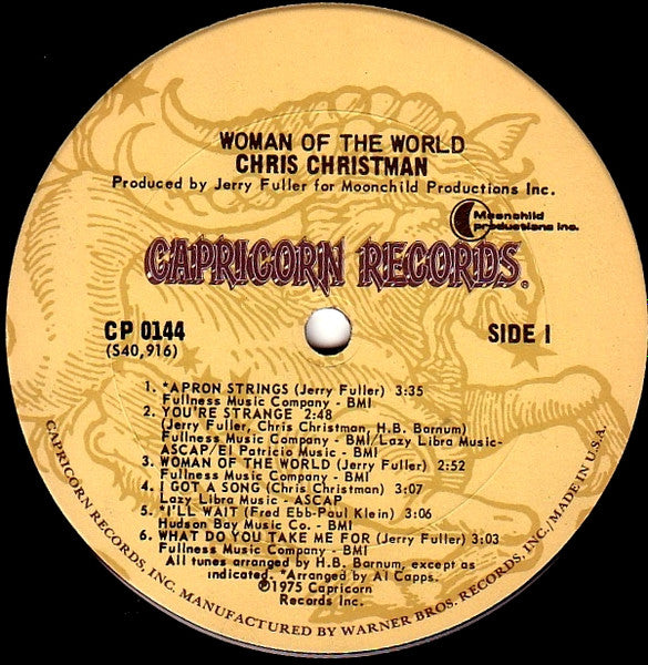 Chris Christman - Woman Of The World (Vinyl, LP, Album) Very Good (VG) / Good Plus (G+)
