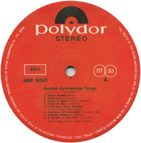 Alfred Hause And His Tango Orchestra - Golden Continental Tango (Vinyl, LP, Album, Deluxe Edition, Stereo) Very Good Plus (VG+) / Very Good Plus (VG+)