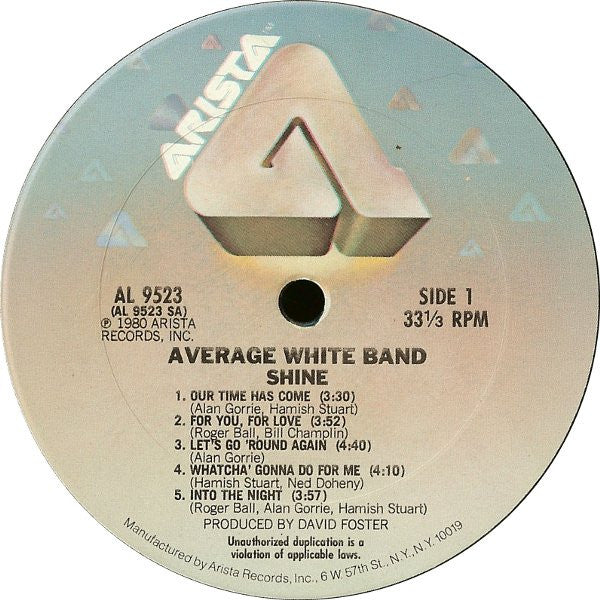 Average White Band - Shine (Vinyl, LP, Album) Very Good Plus (VG+) / Very Good (VG)