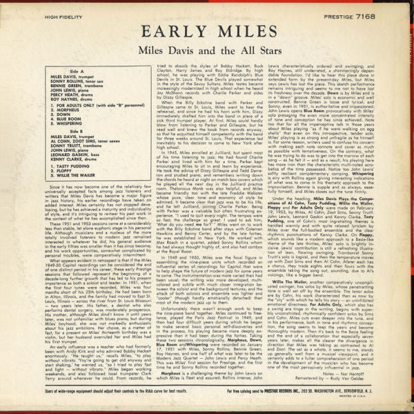 Miles Davis - Early Miles (Vinyl, LP, Compilation, Reissue, Remastered, Mono) Very Good Plus (VG+) / Very Good Plus (VG+)