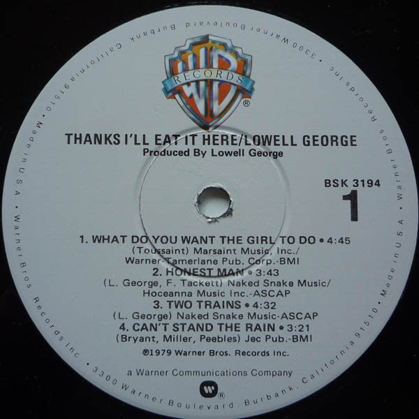 Lowell George - Thanks I'll Eat It Here (Vinyl, LP, Album, Stereo)