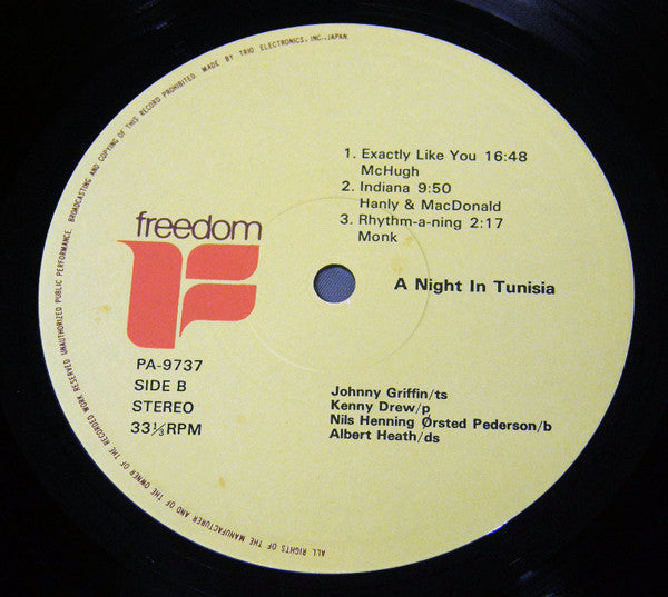 Johnny Griffin - A Night In Tunisia (Vinyl, LP, Album) Very Good Plus (VG+) / Very Good (VG)