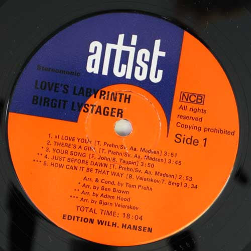 Birgit Lystager - Love's Labyrinth (Vinyl, LP, Stereo, Mono) Very Good Plus (VG+) / Good Plus (G+)