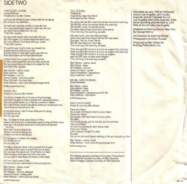 Ben Sidran - A Little Kiss In The Night (Vinyl, LP, Album) Good Plus (G+) / Good Plus (G+)