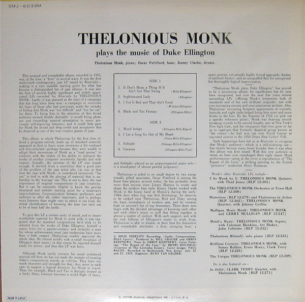 Thelonious Monk - Thelonious Monk Plays Duke Ellington (Vinyl, LP, ...