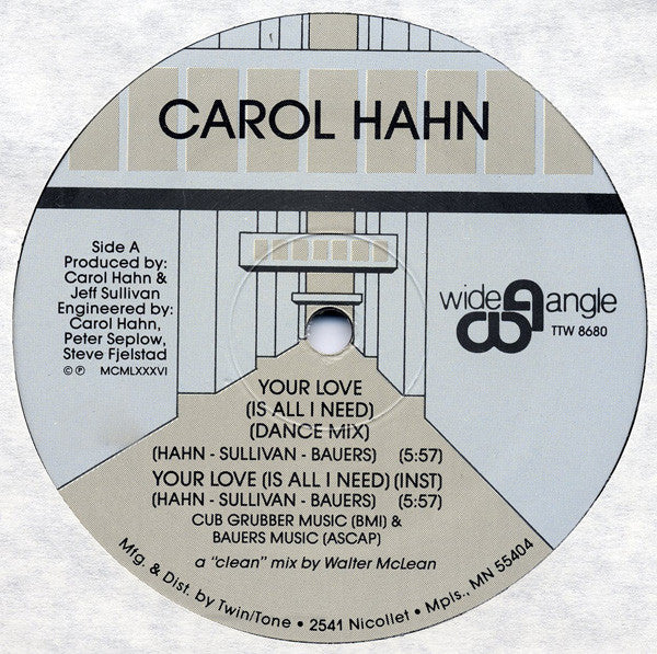 Carol Hahn - Your Love (Is All I Need) (Vinyl, 12", 33 ⅓ RPM) Very Good Plus (VG+) / Generic