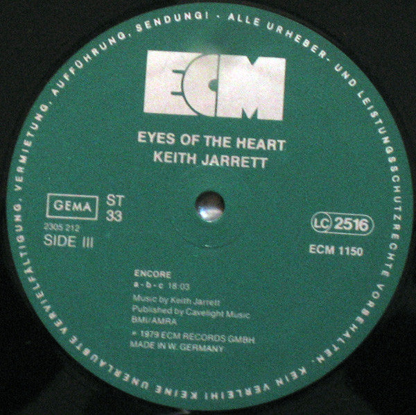 Keith Jarrett - Eyes Of The Heart (Vinyl, Vinyl, LP, Album, LP, Sin...