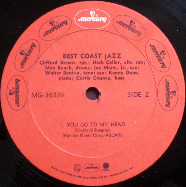 Max Roach - Best Coast Jazz (Vinyl, LP, Album) Very Good (VG) / Very Good Plus (VG+)
