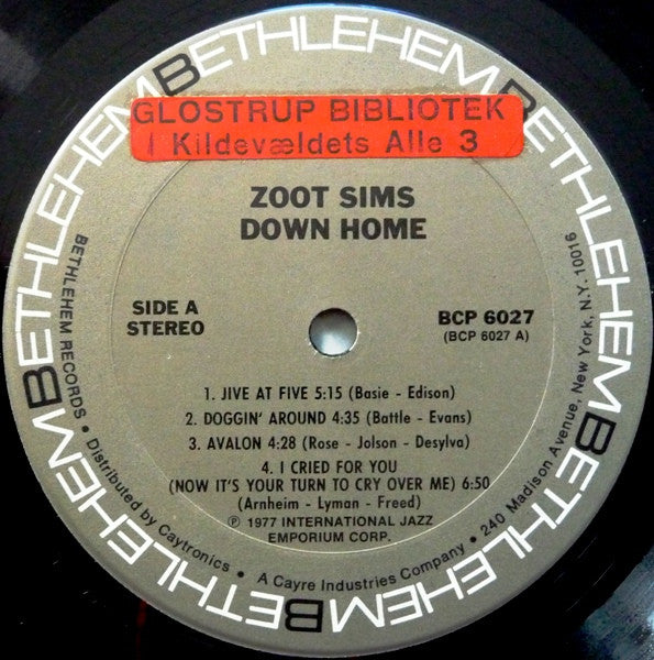 Zoot Sims - Down Home (Vinyl, LP, Album, Reissue, Stereo) Very Good (VG) / Very Good (VG)
