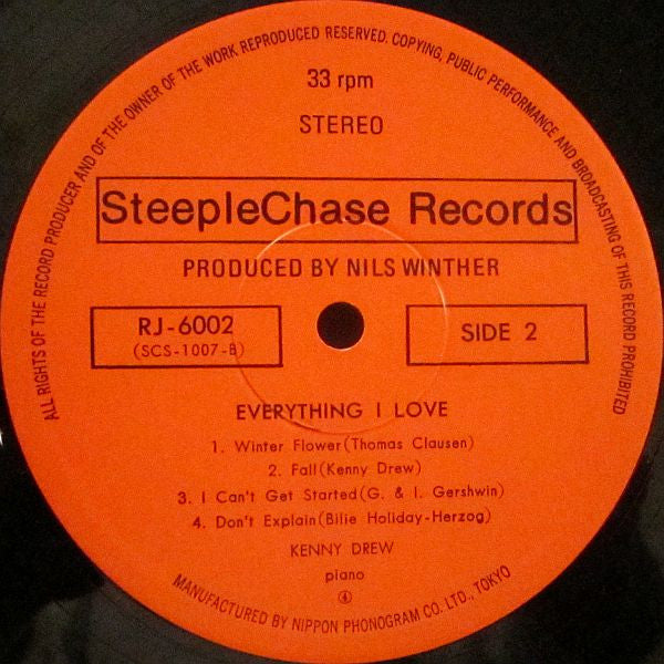 Kenny Drew - Everything I Love (Vinyl, LP, Album, Stereo) Very Good Plus (VG+) / Very Good (VG)