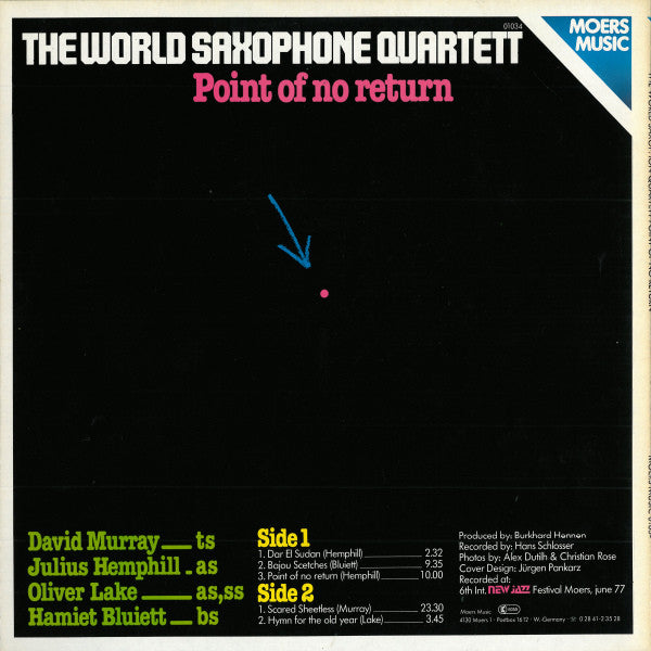 World Saxophone Quartet - Point Of No Return (Vinyl, LP, Album) Very Good Plus (VG+) / Very Good (VG)