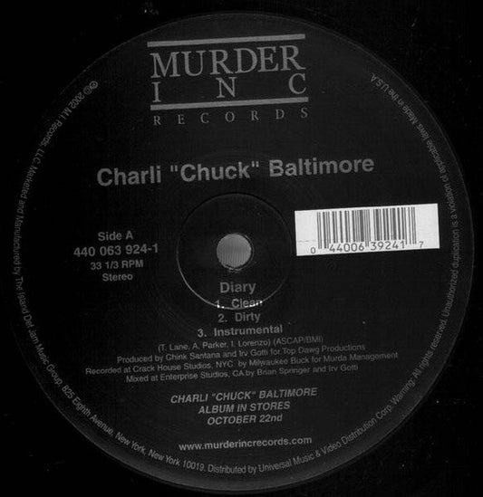 Charli Baltimore - Diary / No One Does It Better (Vinyl, 12", 33 ⅓ RPM, Stereo) Very Good Plus (VG+) / Very Good Plus (VG+)