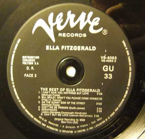 Ella Fitzgerald - The Best Of Ella Fitzgerald (Vinyl, LP, Compilation, Reissue) Very Good Plus (VG+) / Very Good (VG)