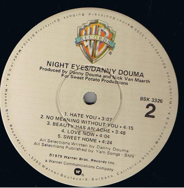 Danny Douma - Night Eyes (Vinyl, LP, Album) Good Plus (G+) / Very Good Plus (VG+)