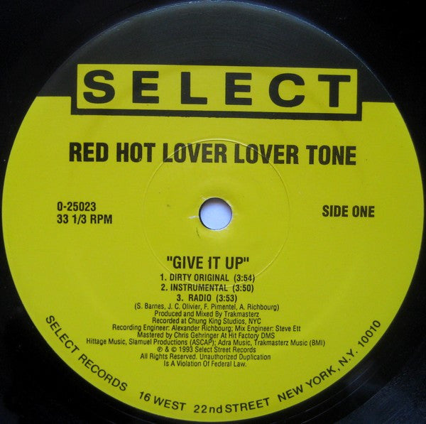 Red Hot Lover Tone - Give It Up (Vinyl, 12", 33 ⅓ RPM, Maxi-Single) Very Good (VG) / Good Plus (G+)
