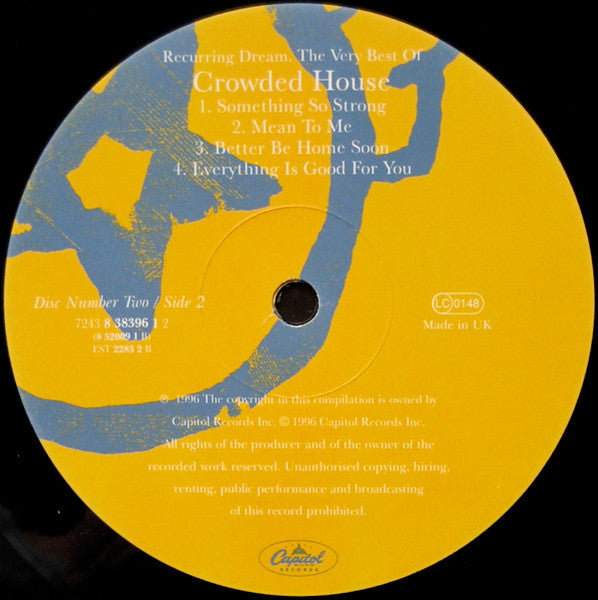 Crowded House - Recurring Dream: The Very Best Of Crowded House (2xVinyl, LP, Compilation) Very Good (VG) / Very Good Plus (VG+)