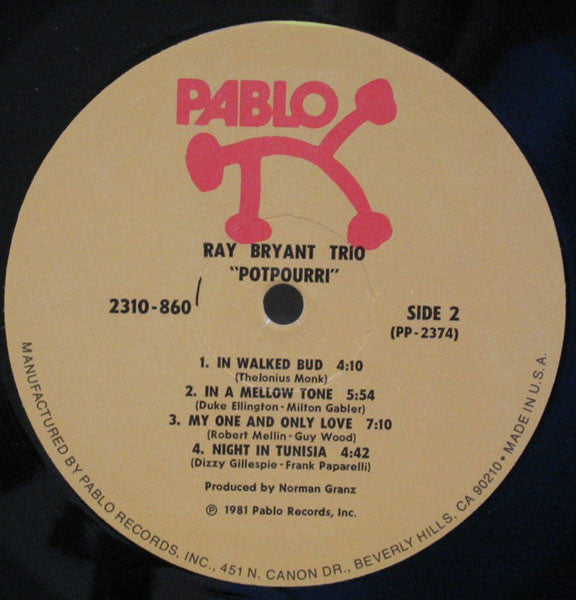 Ray Bryant Trio - Potpourri (Vinyl, LP) Very Good (VG) / Good Plus (G+)