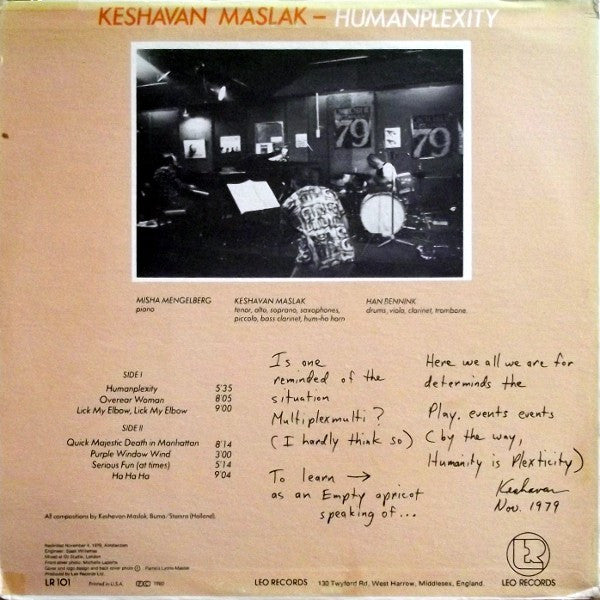 Keshavan Maslak - Humanplexity (Vinyl, LP, Album) Very Good Plus (VG+) / Very Good (VG)