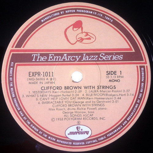 Clifford Brown - Clifford Brown With Strings (Vinyl, LP, Album, Reissue, Mono) Very Good Plus (VG+) / Very Good (VG)