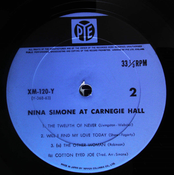 Nina Simone - At Carnegie Hall (Vinyl, LP, Album, Mono) Very Good Plus (VG+) / Very Good Plus (VG+)