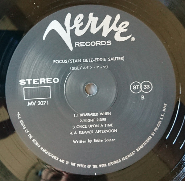 Stan Getz - Focus (Vinyl, LP, Album, Reissue, Stereo) Very Good Plus (VG+) / Good Plus (G+)
